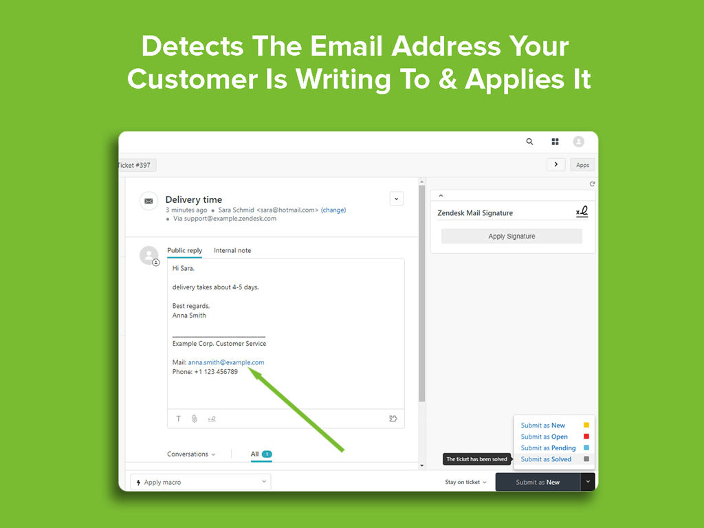 1Click Mail Signature App Integration with Zendesk Support